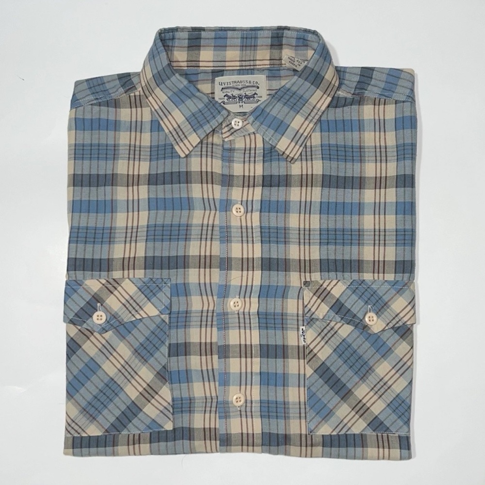 Levi’s White Tab Men’s Size Medium Regular Fit Plaid Western Rockabilly Shirt